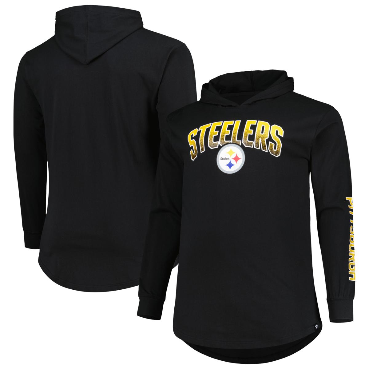 Men's Fanatics Branded Black Pittsburgh Steelers Big & Tall Front Runner  Pullover Hoodie