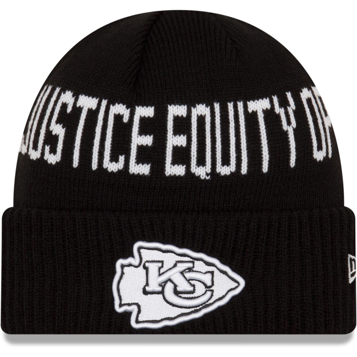 Men's Kansas City Chiefs New Era Black Team Social Justice Cuffed Knit Hat