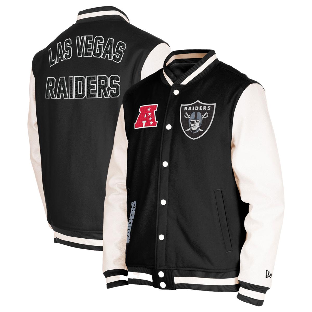 Men's New Era Black Las Vegas Raiders Third Down Varsity Full-Snap Jacket