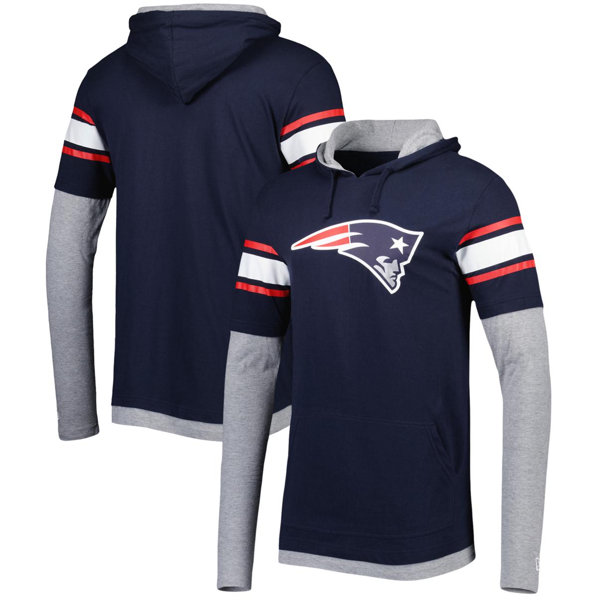 Men s New Era Navy New England Patriots Long Sleeve Hoodie T Shirt