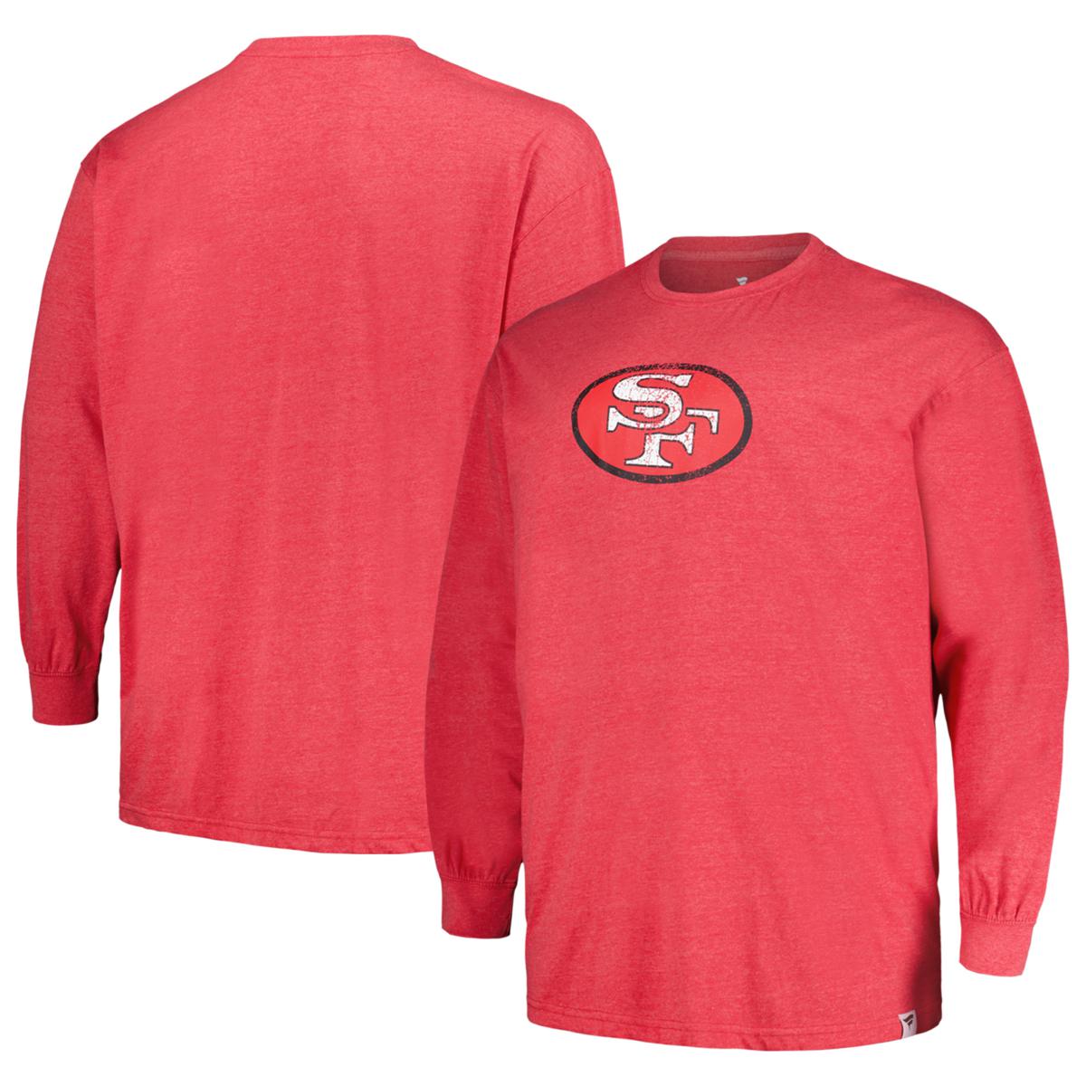 Men's Majestic Threads Scarlet San Francisco 49ers Super Bowl LVIII  Tri-Blend Long Sleeve T-Shirt