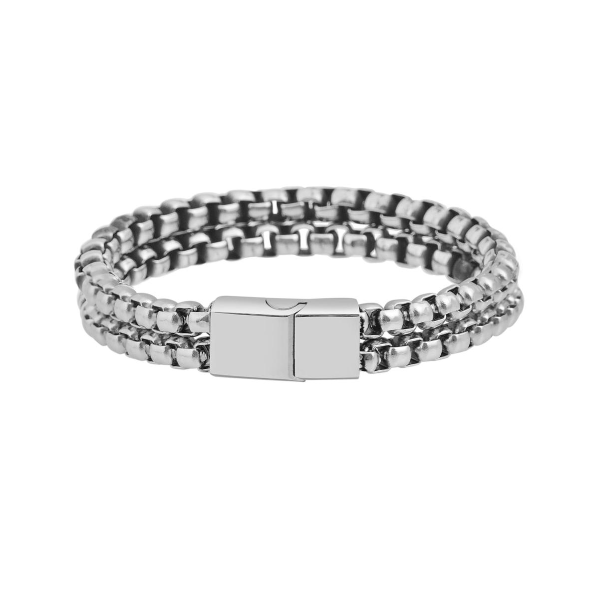 Men's Stainless Steel Double Box Chain Bracelet - 23316884 | HSN