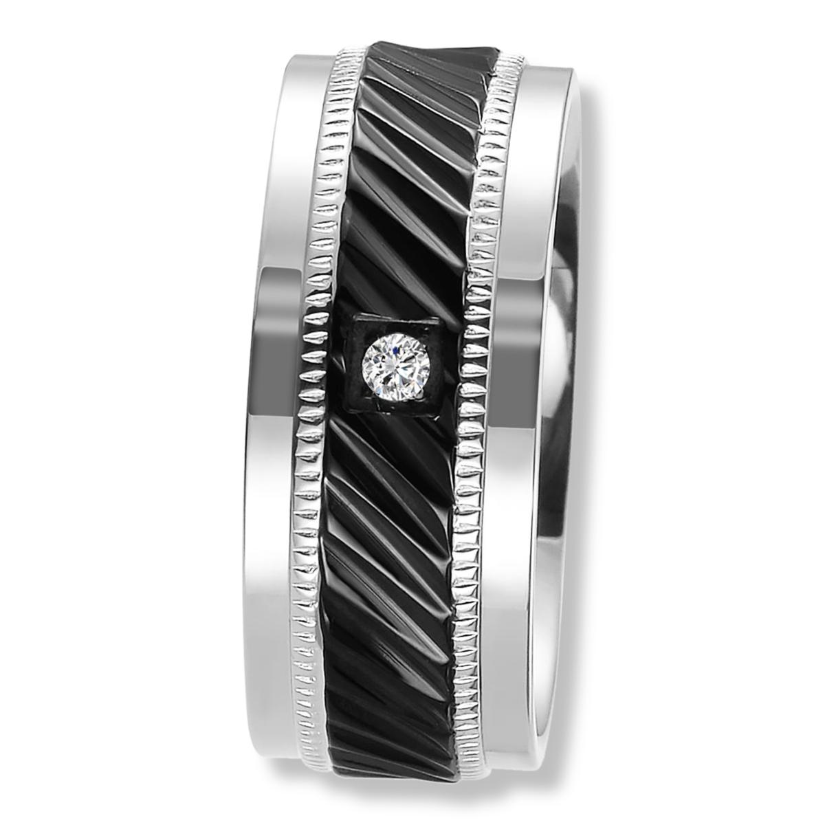 Two-Tone Black CZ Stainless 2024 Steel Ring