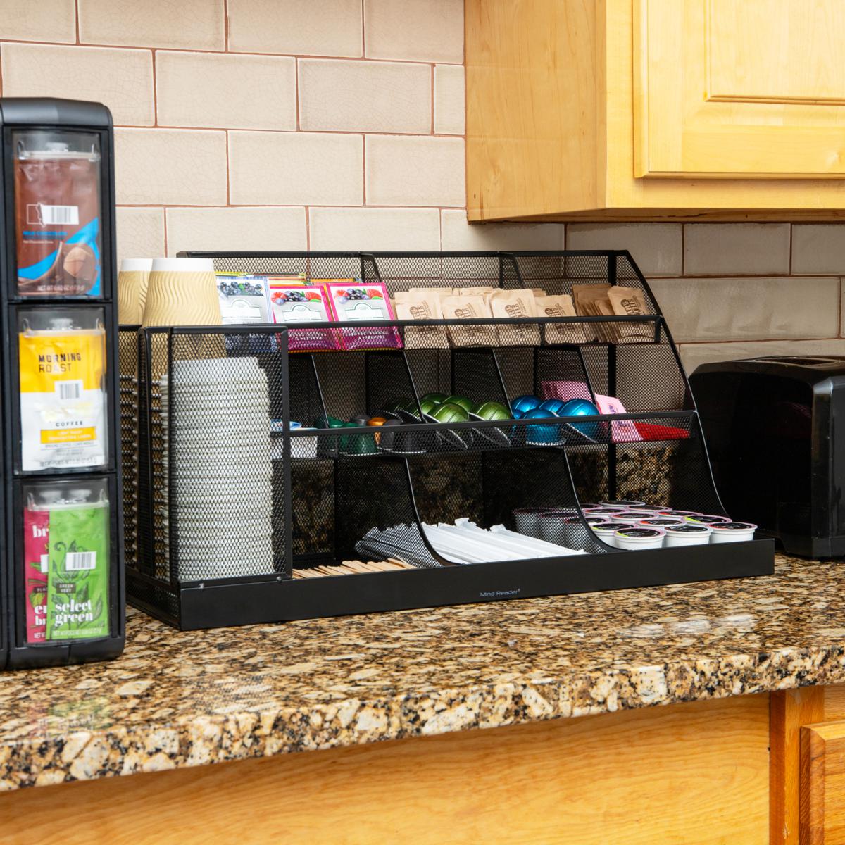 Mind Reader 14-Compartment 3-Tier Large Breakroom Organizer Black