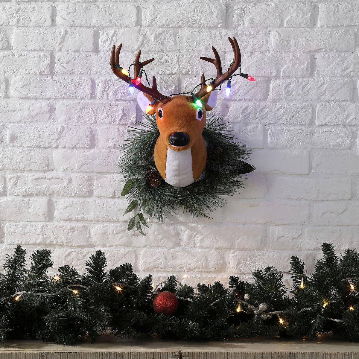 Déco Fenêtre Noël Animée - Père Noël & Renne Qui S'Écrase, Autocollant Cassé, Ventouses