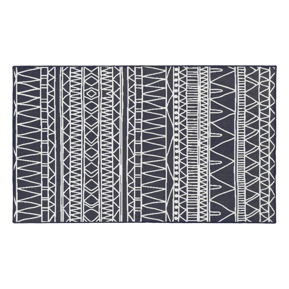 My Magic Carpet Chelsea Tribal Aztec Dark Grey Washable Rug 2.5'x7