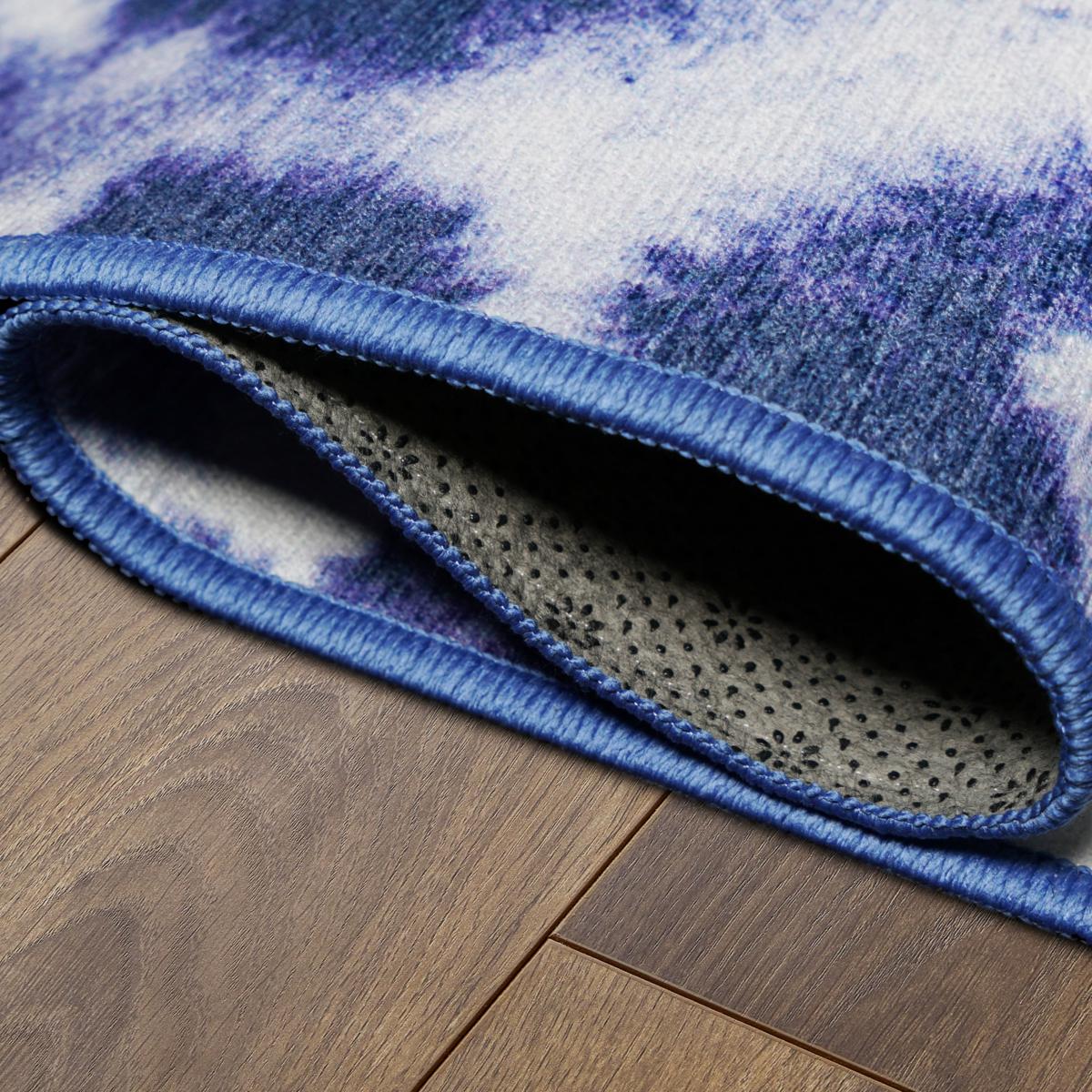 My Magic Carpet Shibori Geometric Diamond Blue Washable Area