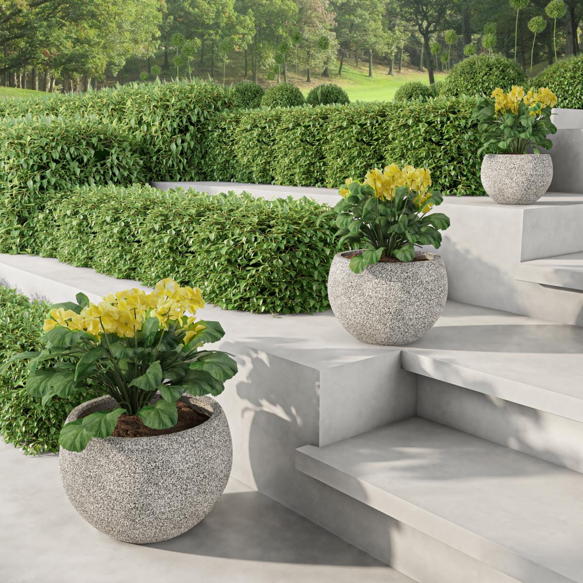 Pure Garden Cylinder Gray Set of 3 Fiber Clay Planters