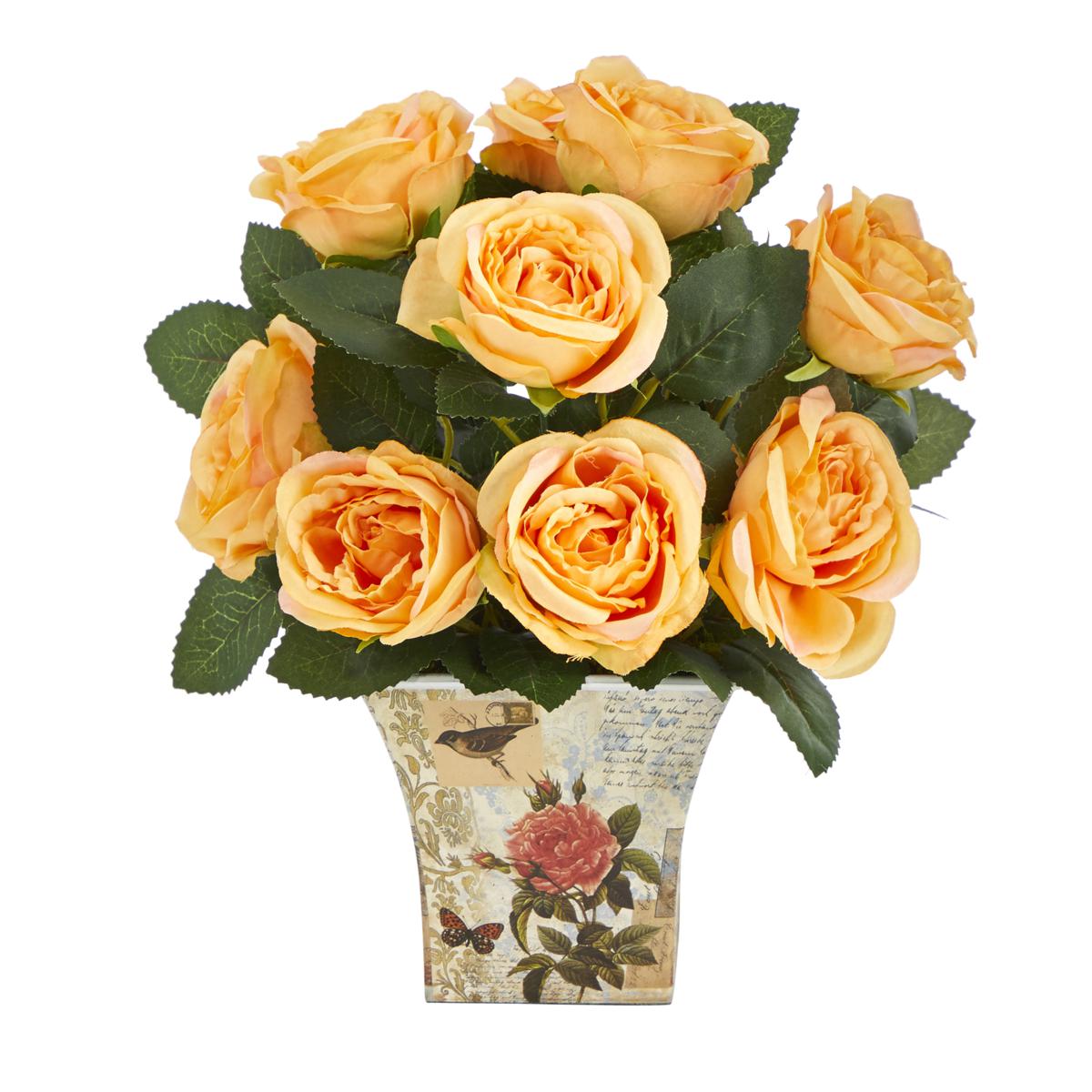 Nearly Natural Rose Artificial Flower - Set of 24 Orange