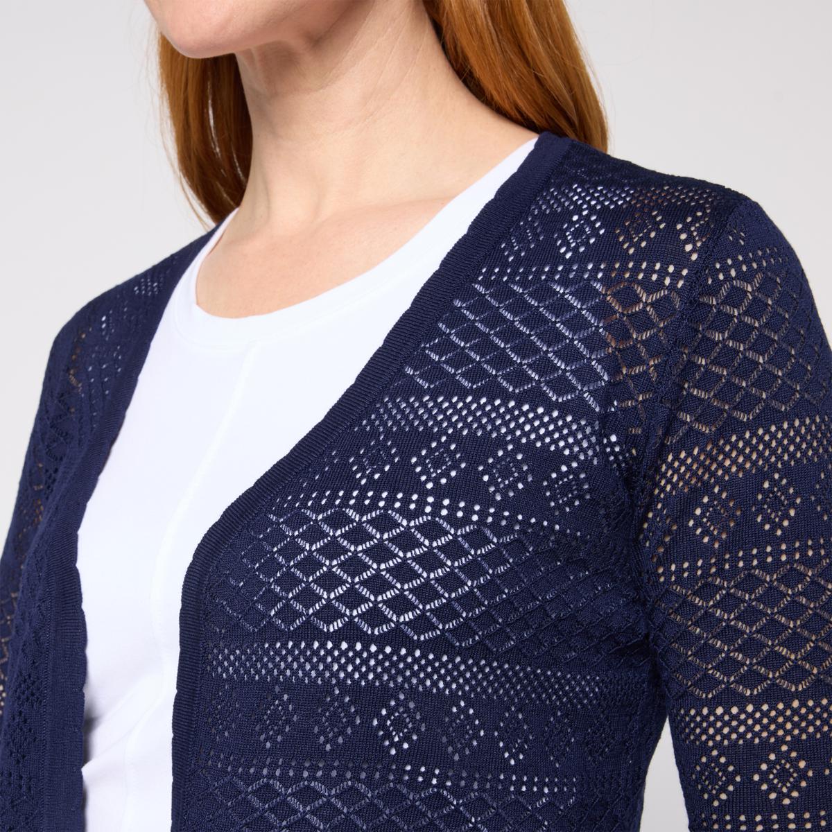 Nina Leonard 3/4 Sleeve Sweater Knit Bolero Top | HSN