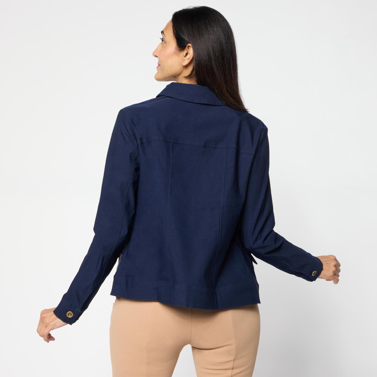 Nina Leonard Embroidered Button-Front Collared Jacket | HSN