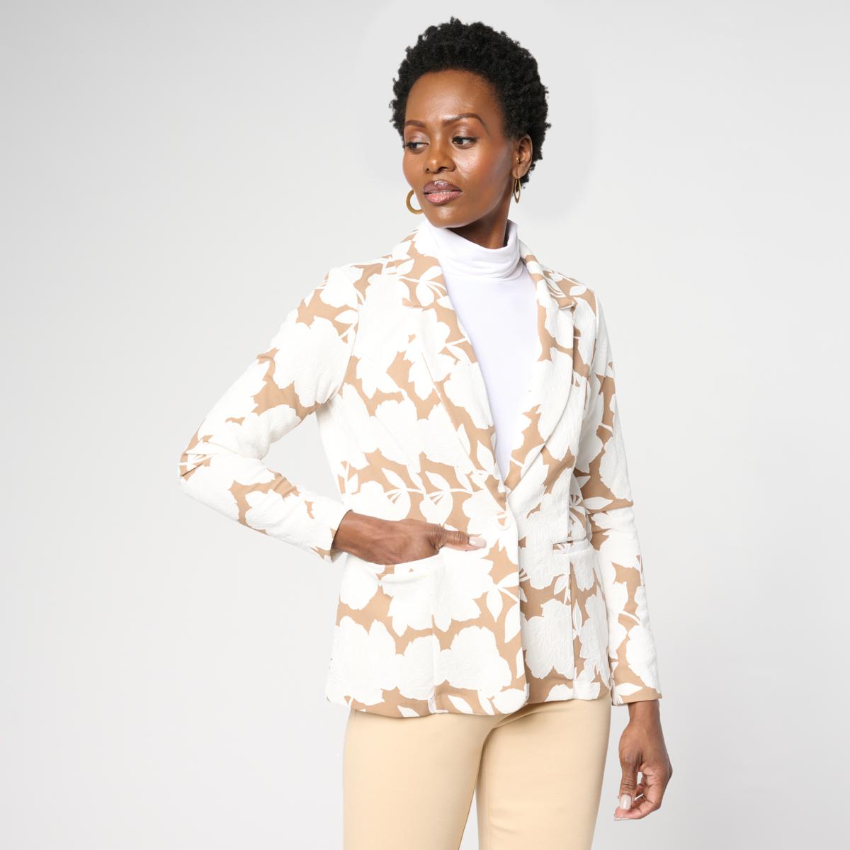 Nina Leonard Long-Sleeve Single Button Suit Jacket | HSN