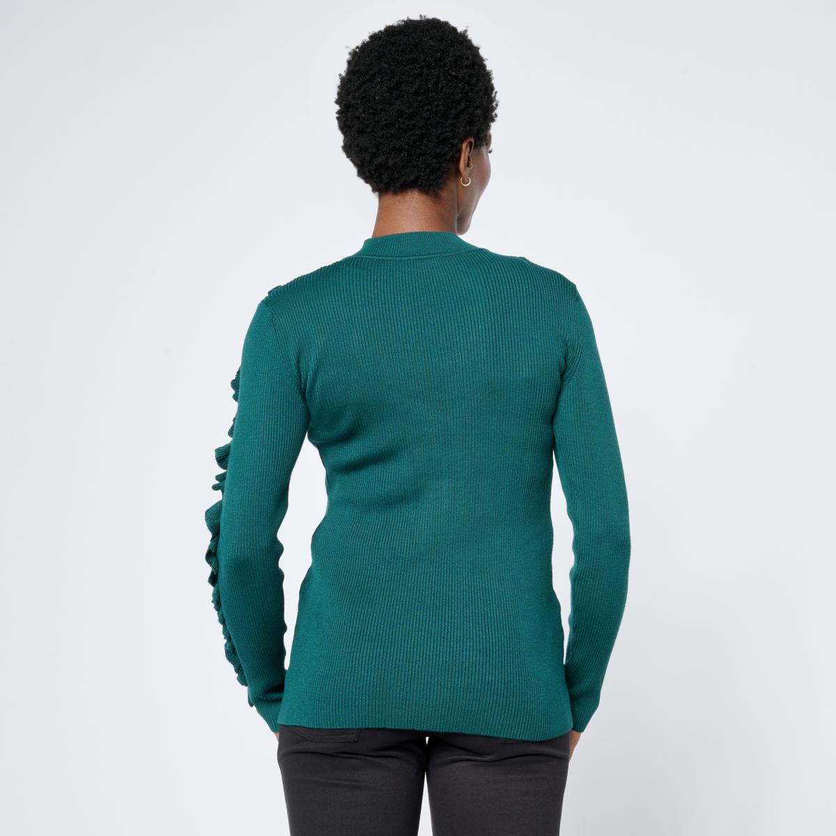 Nina Leonard Mock Neck Long-Sleeve Ribbed Sweater | HSN