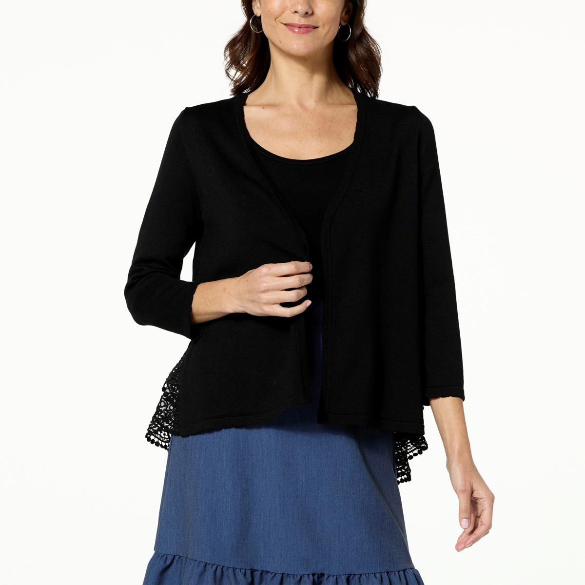 Nina Leonard Open-Front Bolero with Lace Trim - 20720205 | HSN