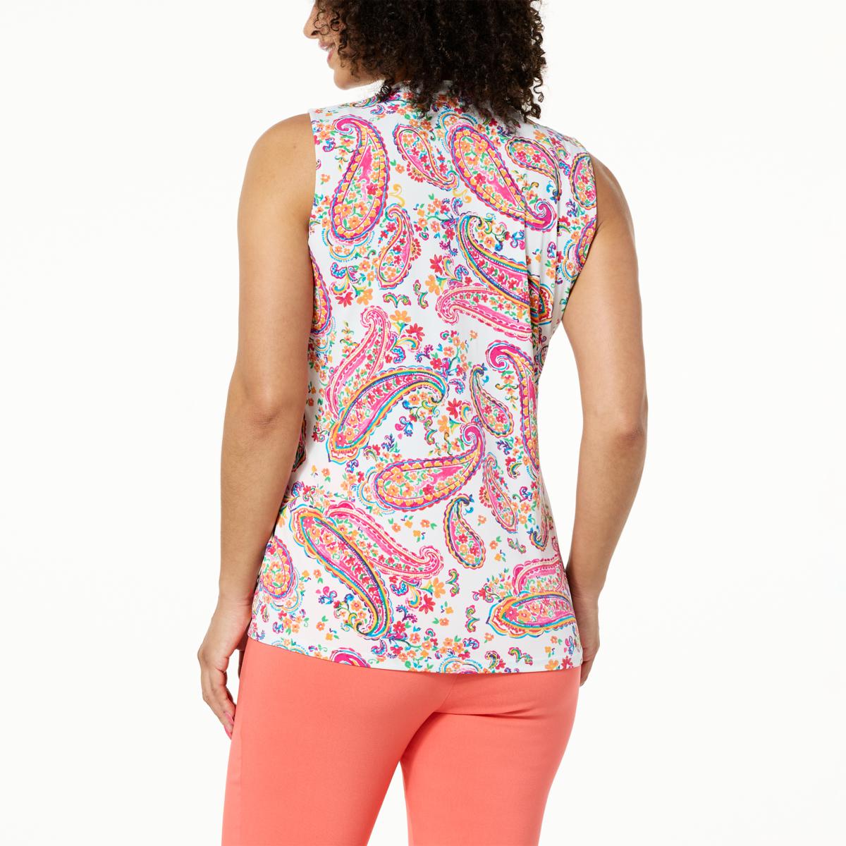Nina Leonard Printed Notch Front Top - 20751719 | HSN
