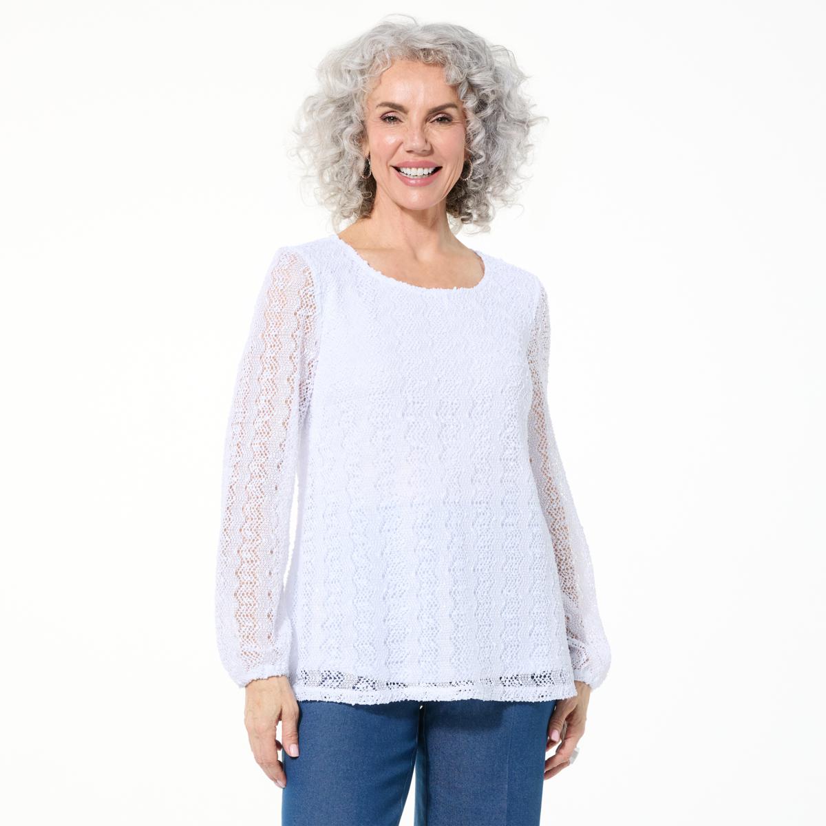 Nina Leonard Scoopneck Balloon Sleeve Knit Top | HSN