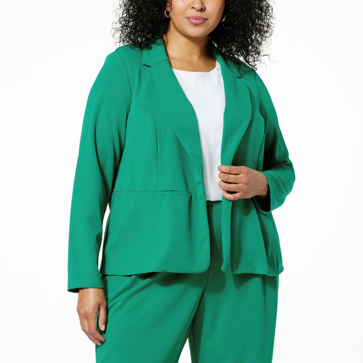 Nina Leonard Single Button Peplum Blazer - 21249833 | HSN