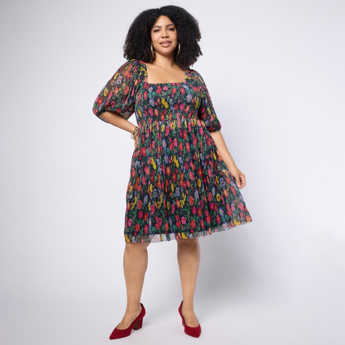 sleeves wedding guest dresses Ever-Pretty Pleated V-Neck 3/4 Asymmetrical Hem Long Sleeve Dress Featuring a V ENGAGEMENT DRESSES 🤍 Essense of Australia Color:Light Pink Floral