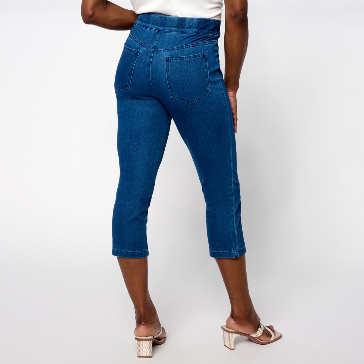 Nina Leonard Stretch Denim Knit Cropped Pant | HSN
