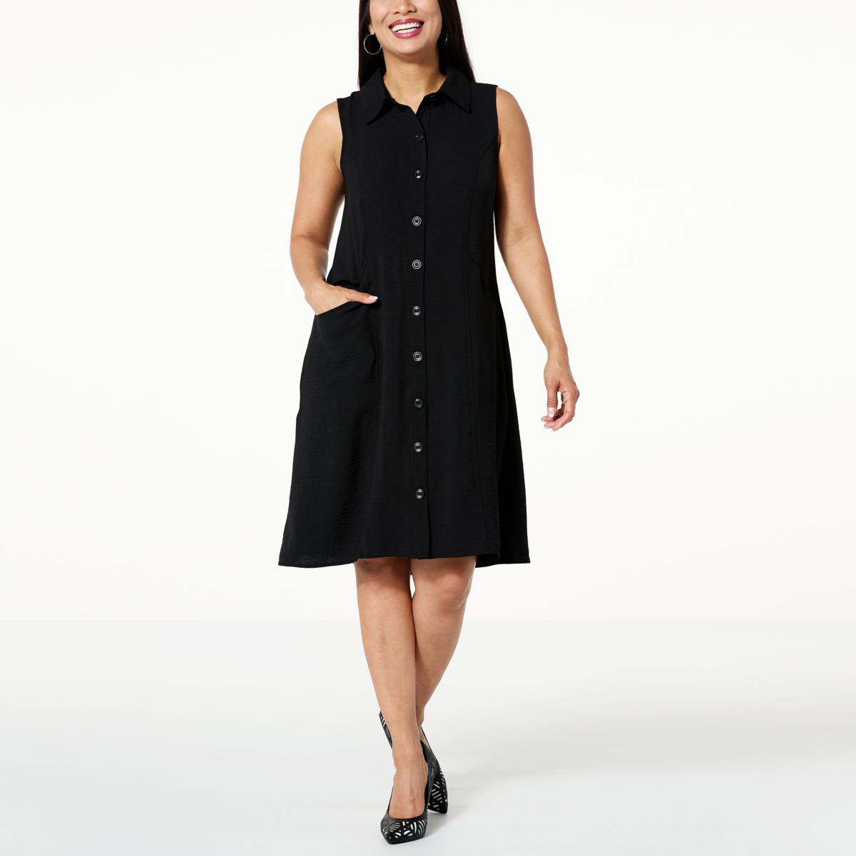 Nina Leonard Textured Wave Shirt Dress with Pockets - 20706594 | HSN