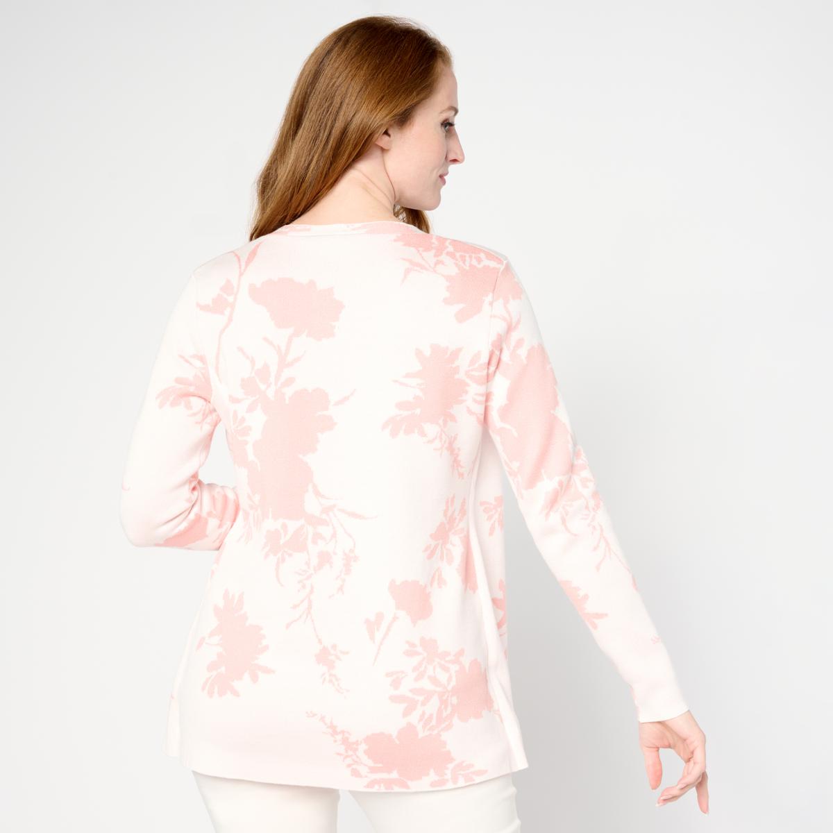 Nina Leonard Twofer Long-Sleeve Jacquard Knit Sweater | HSN
