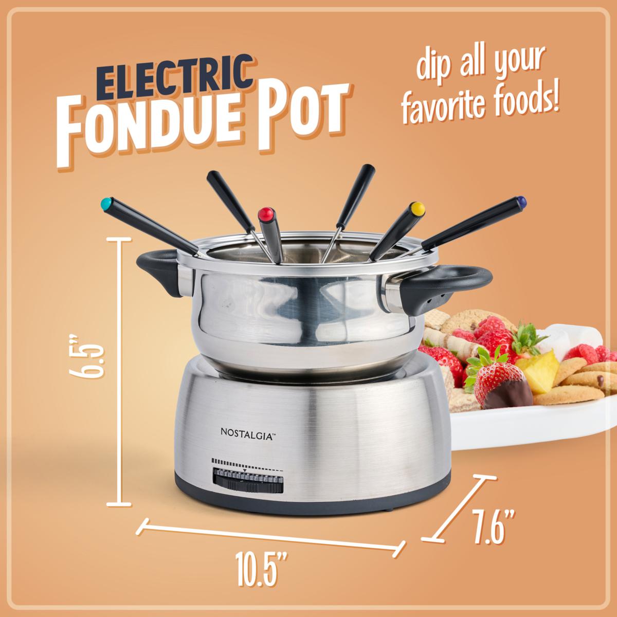 NOSTALGIA ステンレススチール 電気フォンデュポット 48オンス Nostalgia Stainless Steel Electric Fondue Pot | HSN