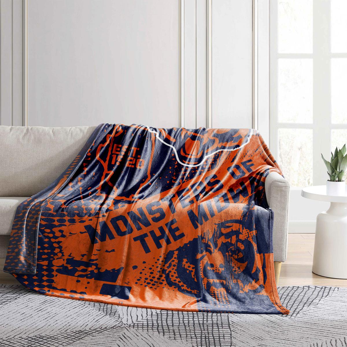 Chicago Bears Slant Raschel Throw Blanket