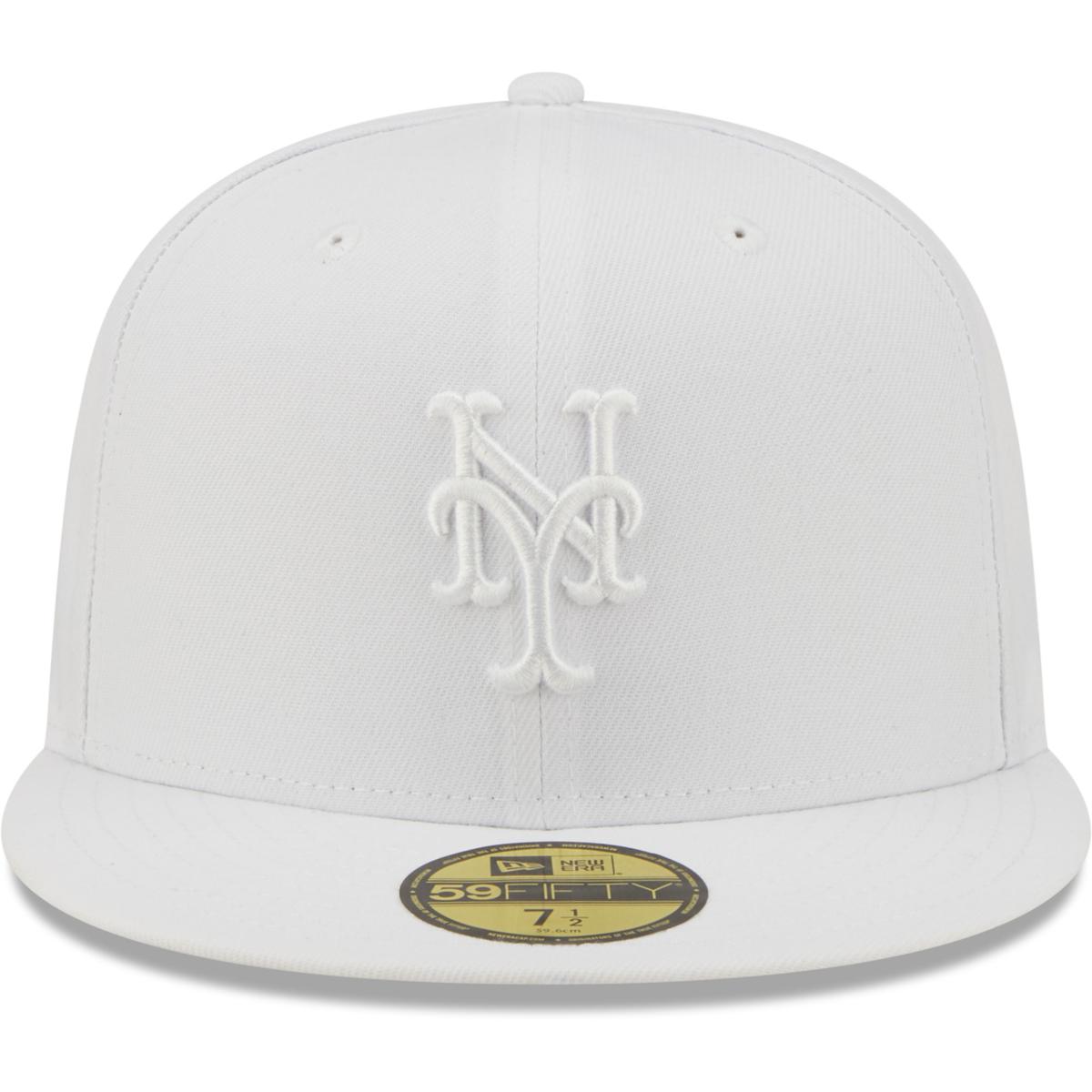 Officially Licensed Fanatics MLB Men's Mets White Logo Fitted Hat