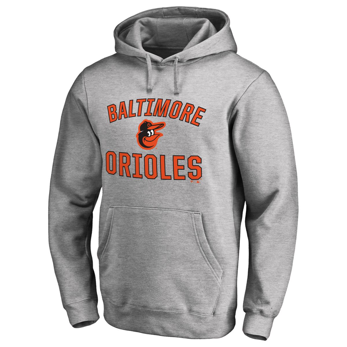 Officially Licensed MLB Men's Ash Orioles Victory Arch Pullover Hoodie ...