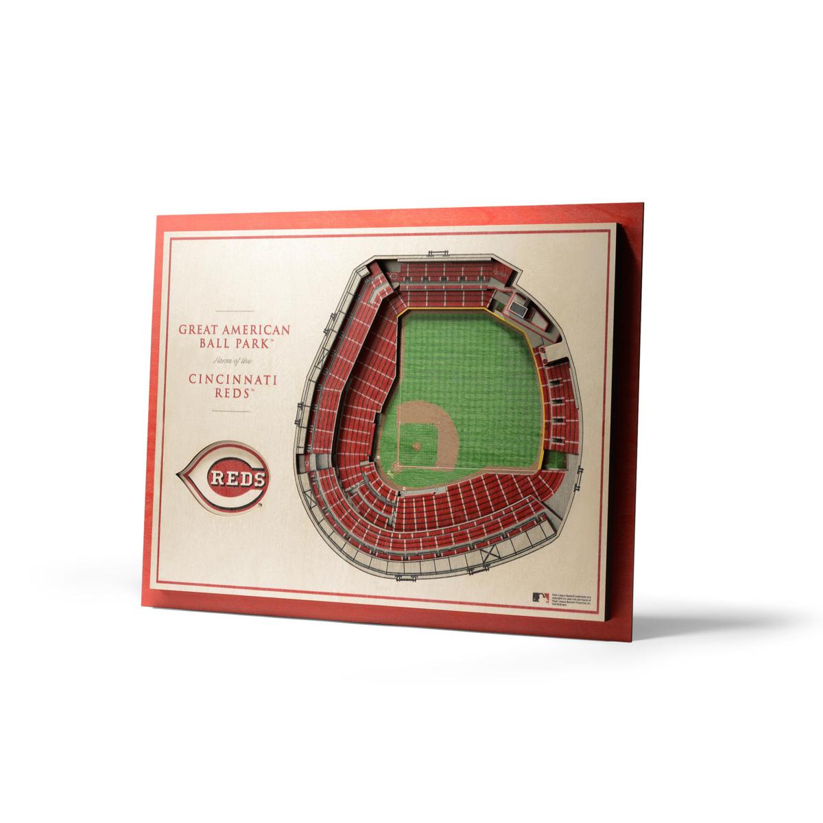 Cincinnati Reds 12'' x 12'' Team Framed Wood Stadium Sign