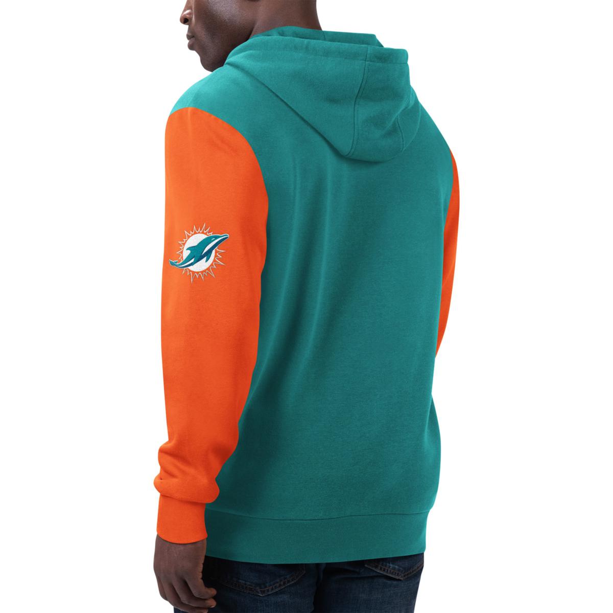 Maker of Jacket NFL Miami Dolphins Light Blue and Orange Varsity