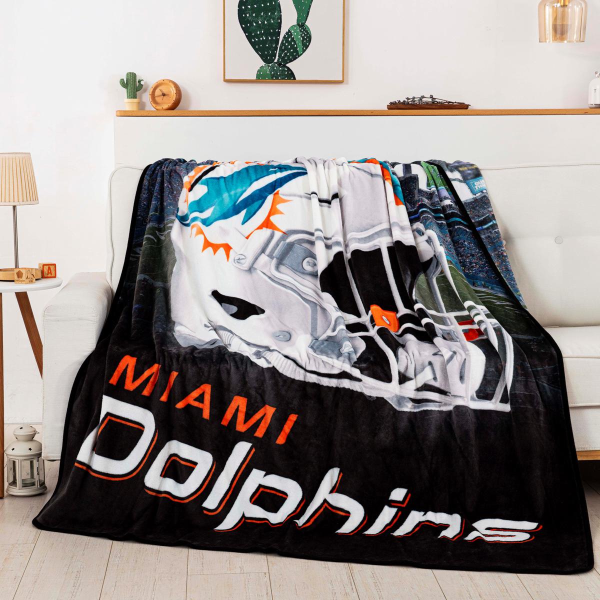 Pegasus Sports NFL Retro Jazz Oversized Throw Blanket Miami Dolphins 60x80