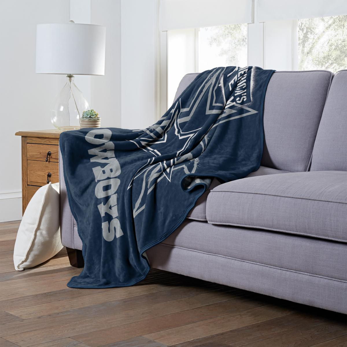 VINTAGE DALLAS COWBOYS THROW BLANKET 46 X 67 couch woven nfl blue texas