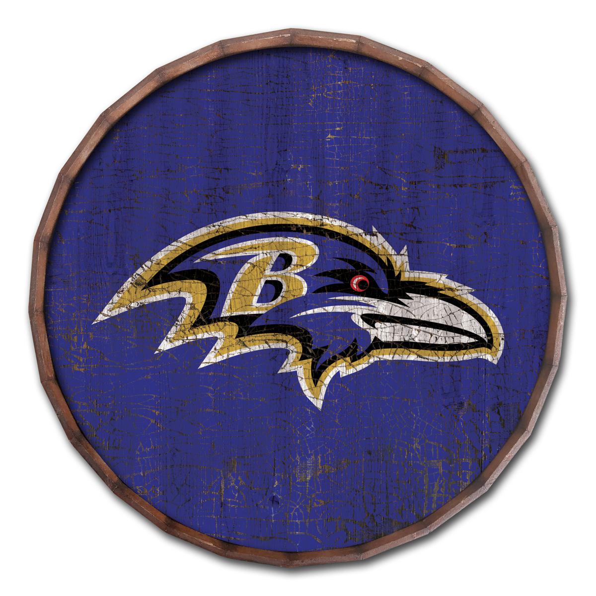 Baltimore Ravens flag, NFL, violet white metal background