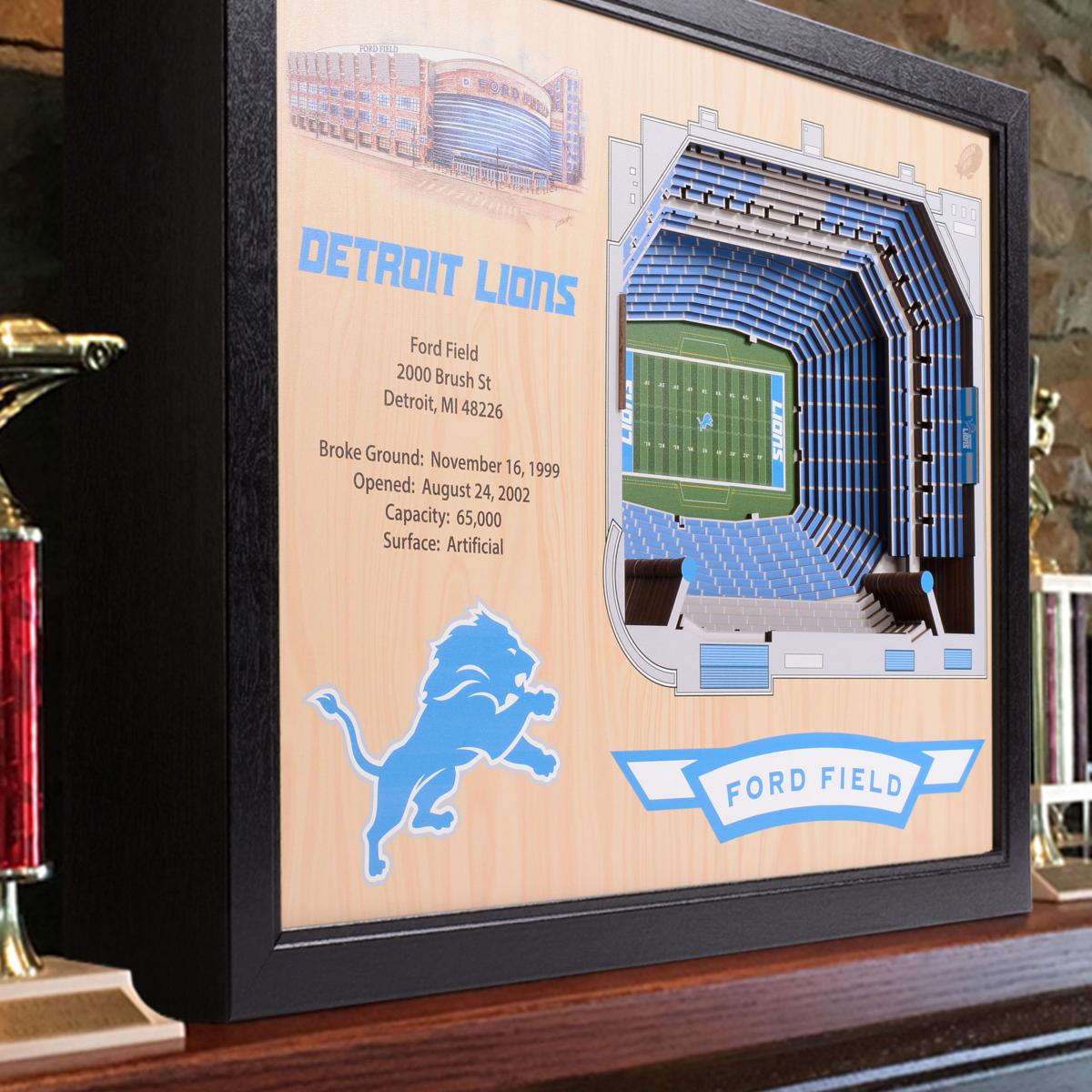 Detroit Lions NFL StadiumView Layered Wood Christmas Ornament