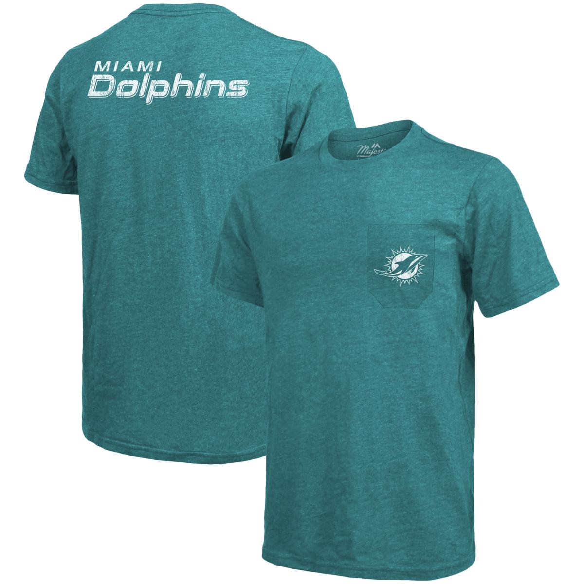 Majestic Threads Miami Dolphins Tri-Blend Pocket T-Shirt - Aqua - Aqua