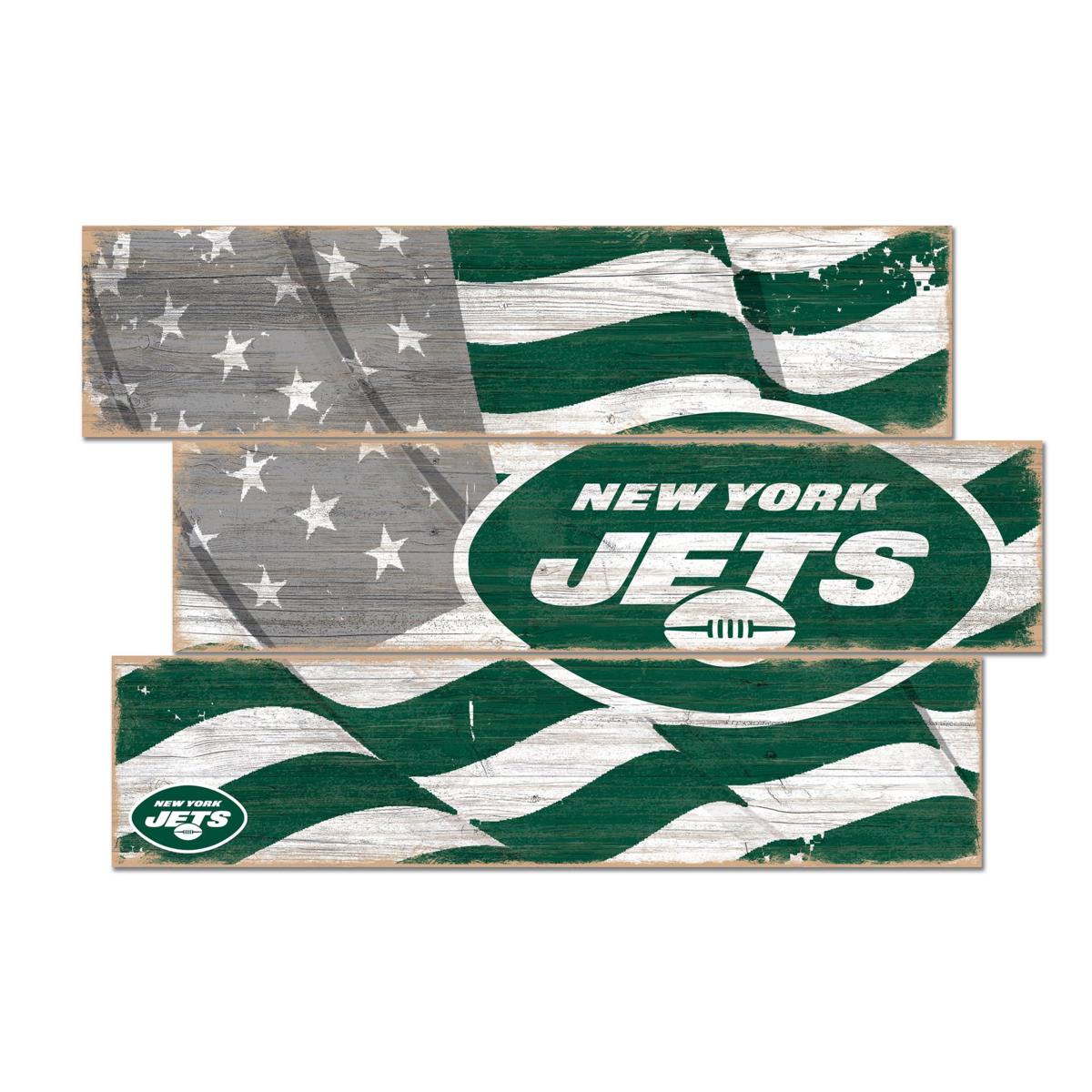 Officially Licensed NFL Flag 3 Plank Wall Sign - New York Jets