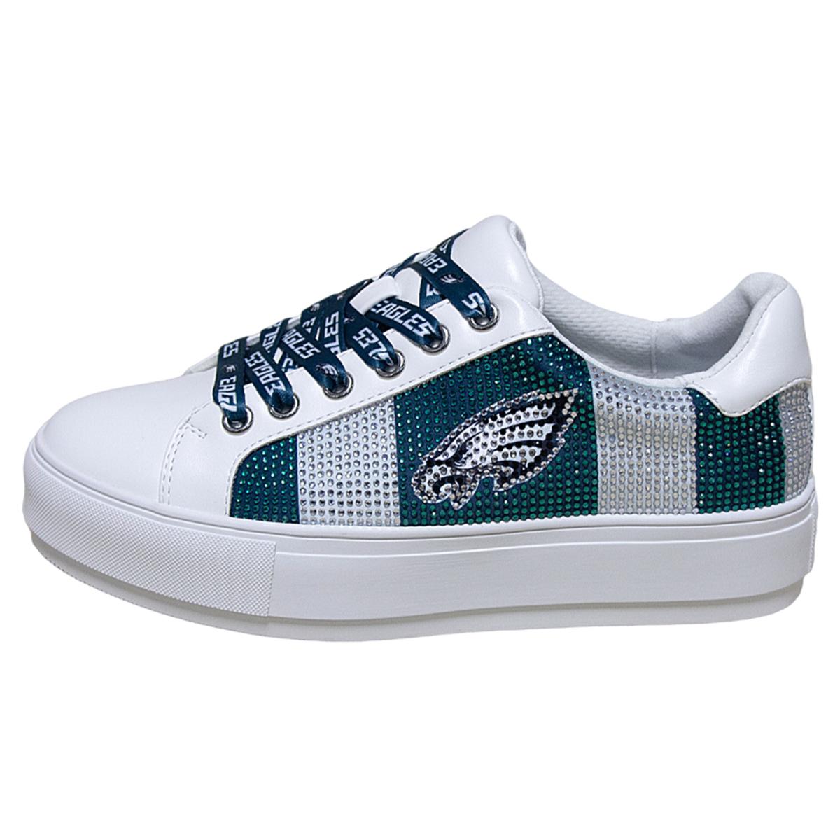 Officially Licensed NFL Lace-Up Sparkle Sneaker by Cuce Shoes Eagles