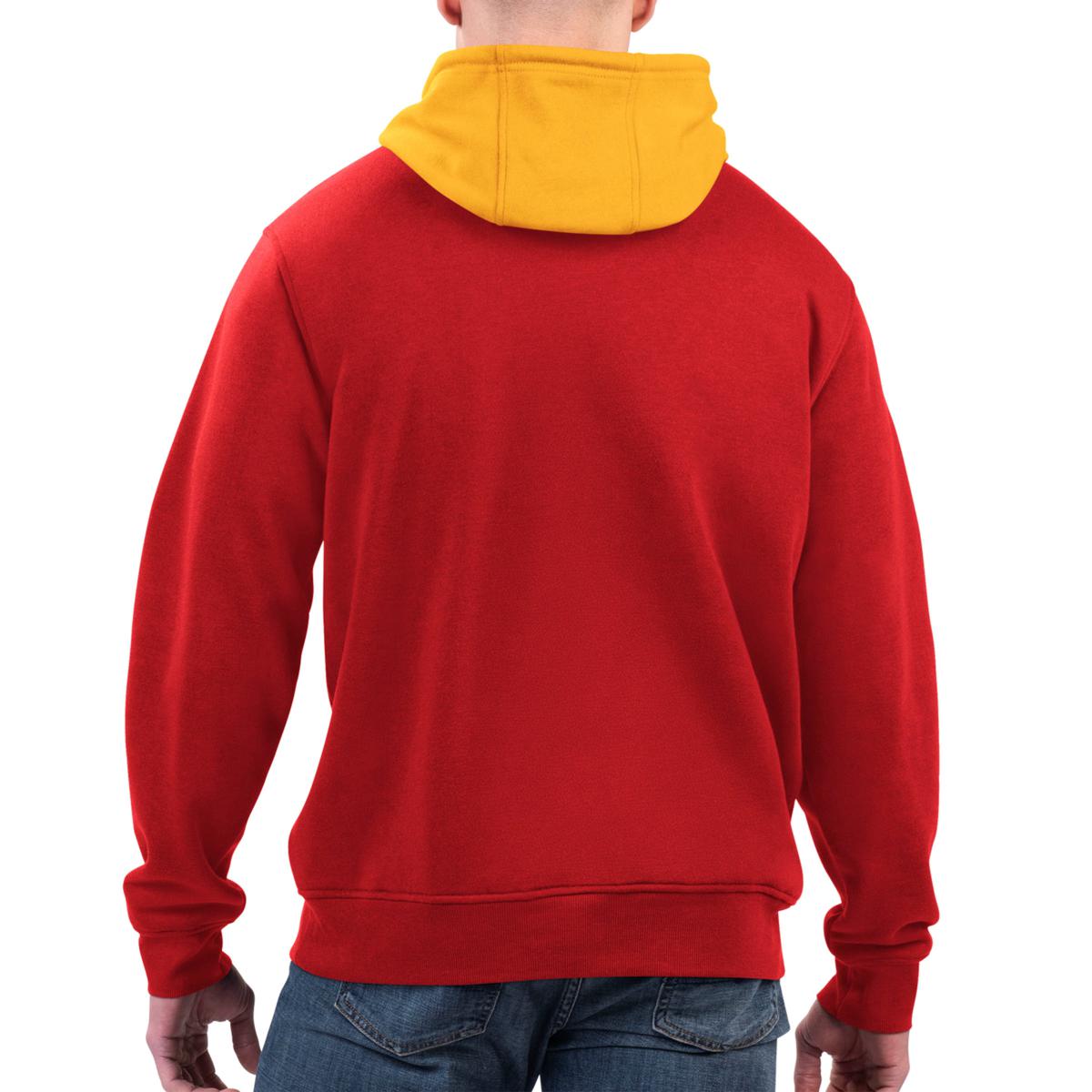 KANSAS CITY CHIEFS TAKE THE FIELD TRI-COLOR BLOCK HOODED FLEECE PULLOV