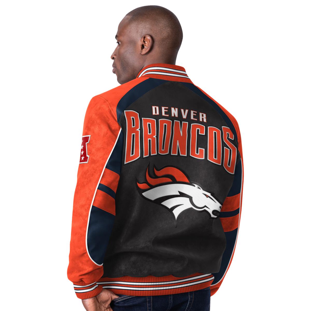 Officially Licensed NFL Men's Faux Suede Full-Zip Jacket by Glll - Broncos