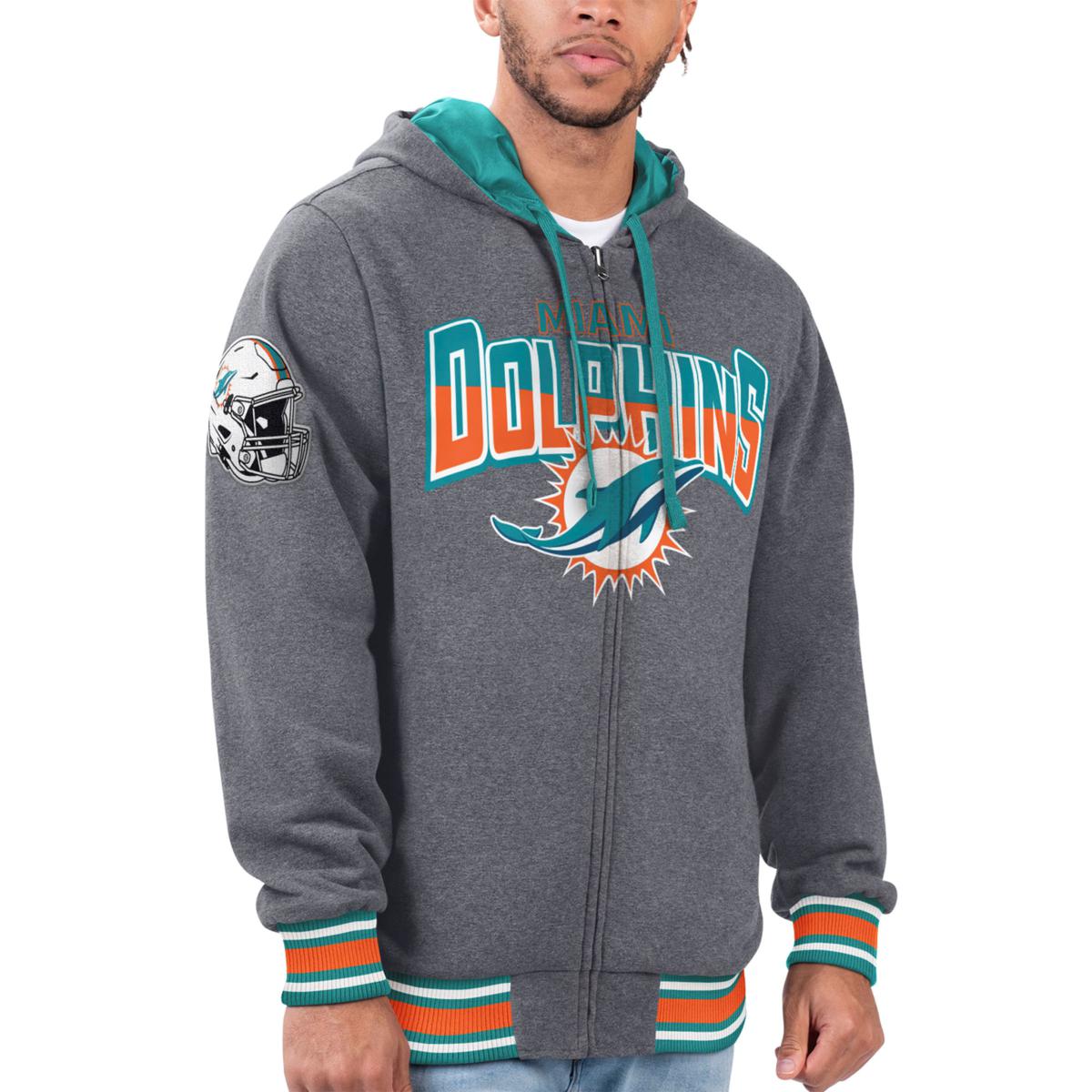 NFL Authentic Miami Dolphins Sweatshirt Mens Large Gridiron Classic Hoodie