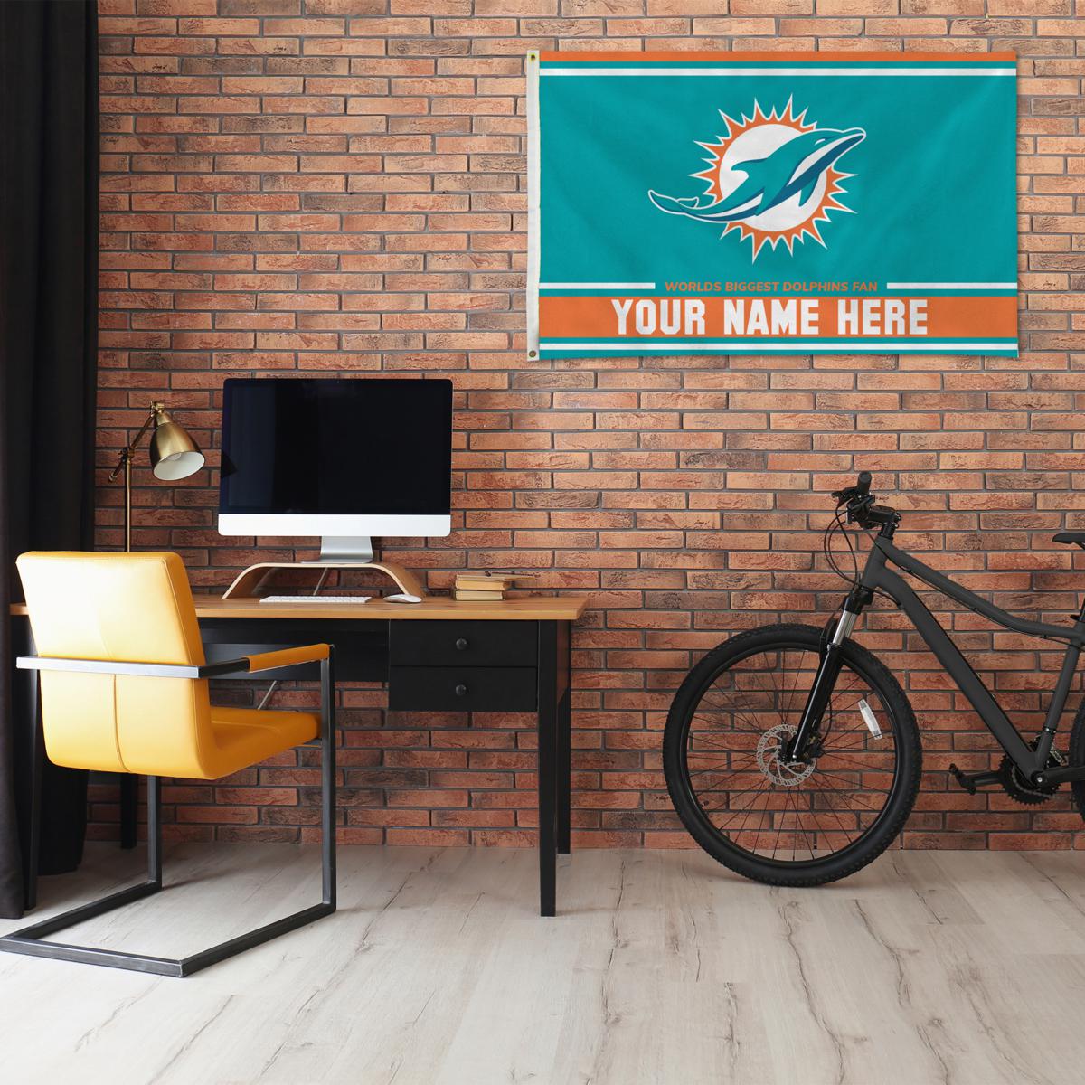 Officially Licensed NFL Miami Dolphins Personalized Banner Flag