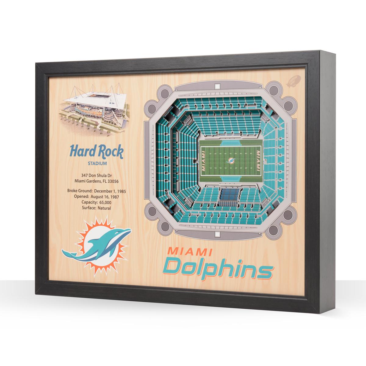 YouTheFan NFL Miami Dolphins 3D Logo Series Wall Art - 12x12