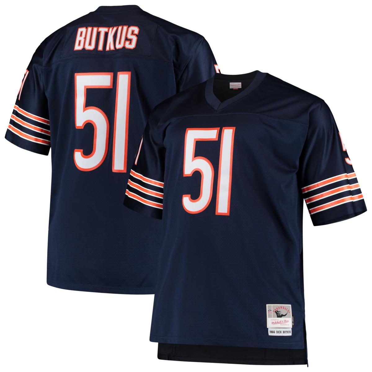 Men's Mitchell & Ness Dick Butkus Navy Chicago Bears Big Tall 1966 Retired Player Replica Jersey