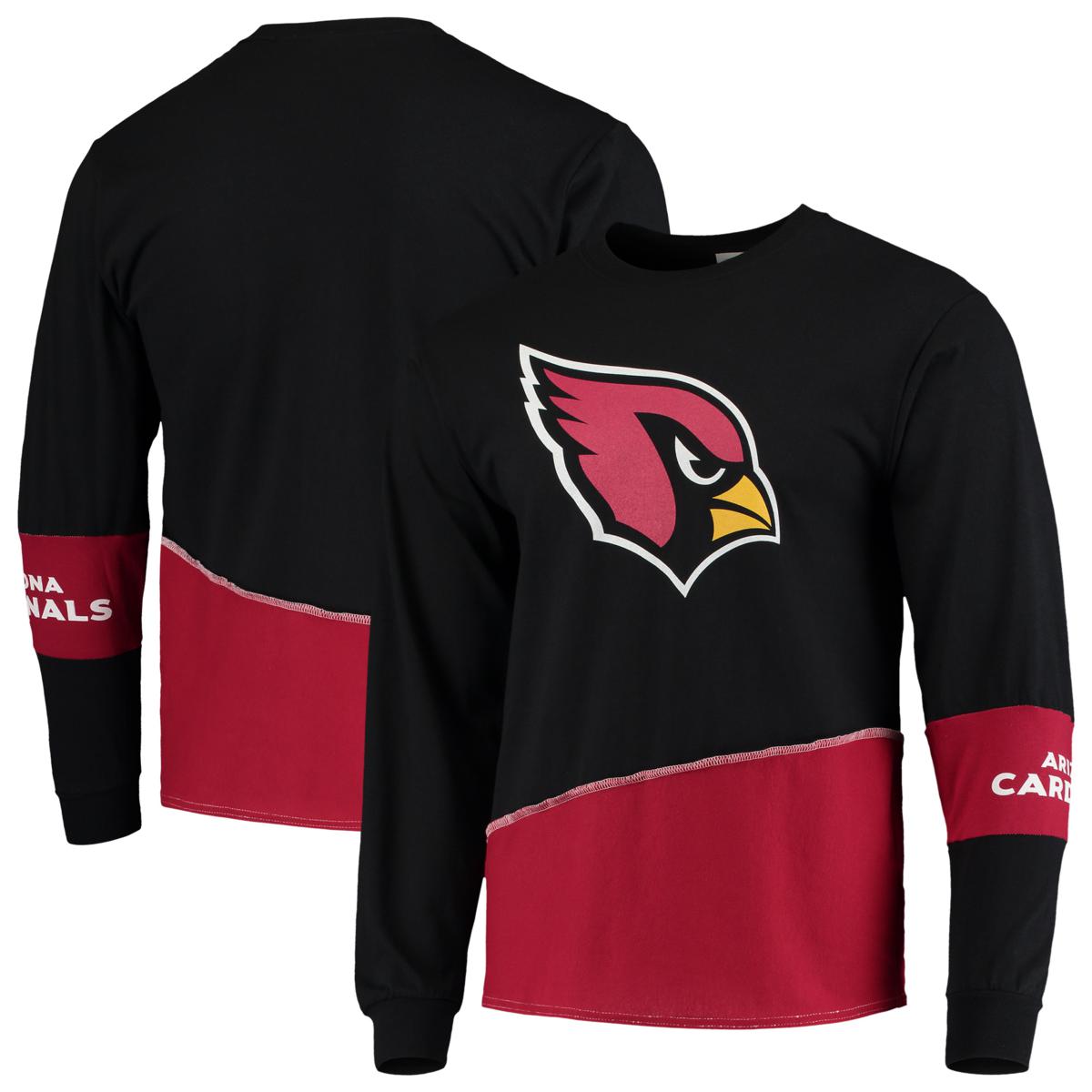 Refried Apparel Arizona Cardinals Black/Cardinal Upcycled Angle Long Sleeve T-Shirt