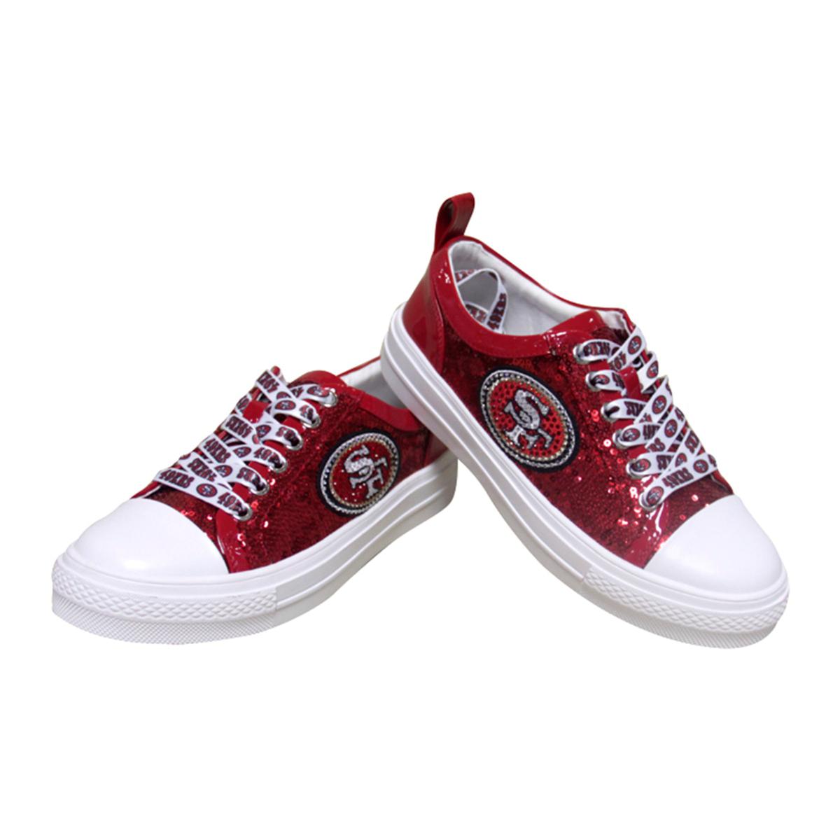 Officially Licensed NFL Sequin Lace-Up Sneakers - Lions - 49ers