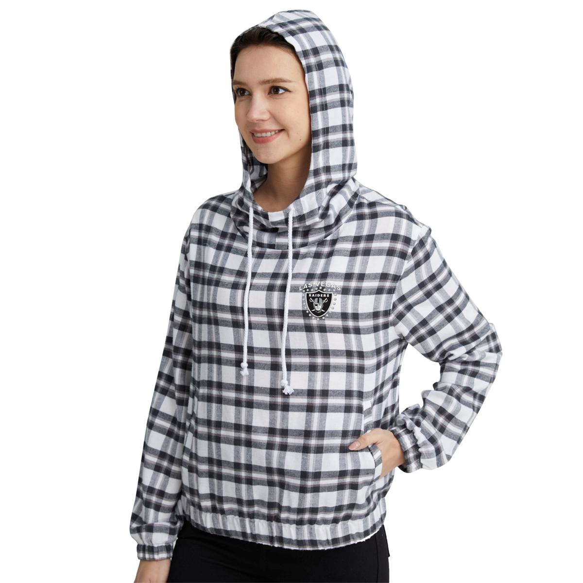 Las Vegas Raiders Mens Hooded Flannel, L