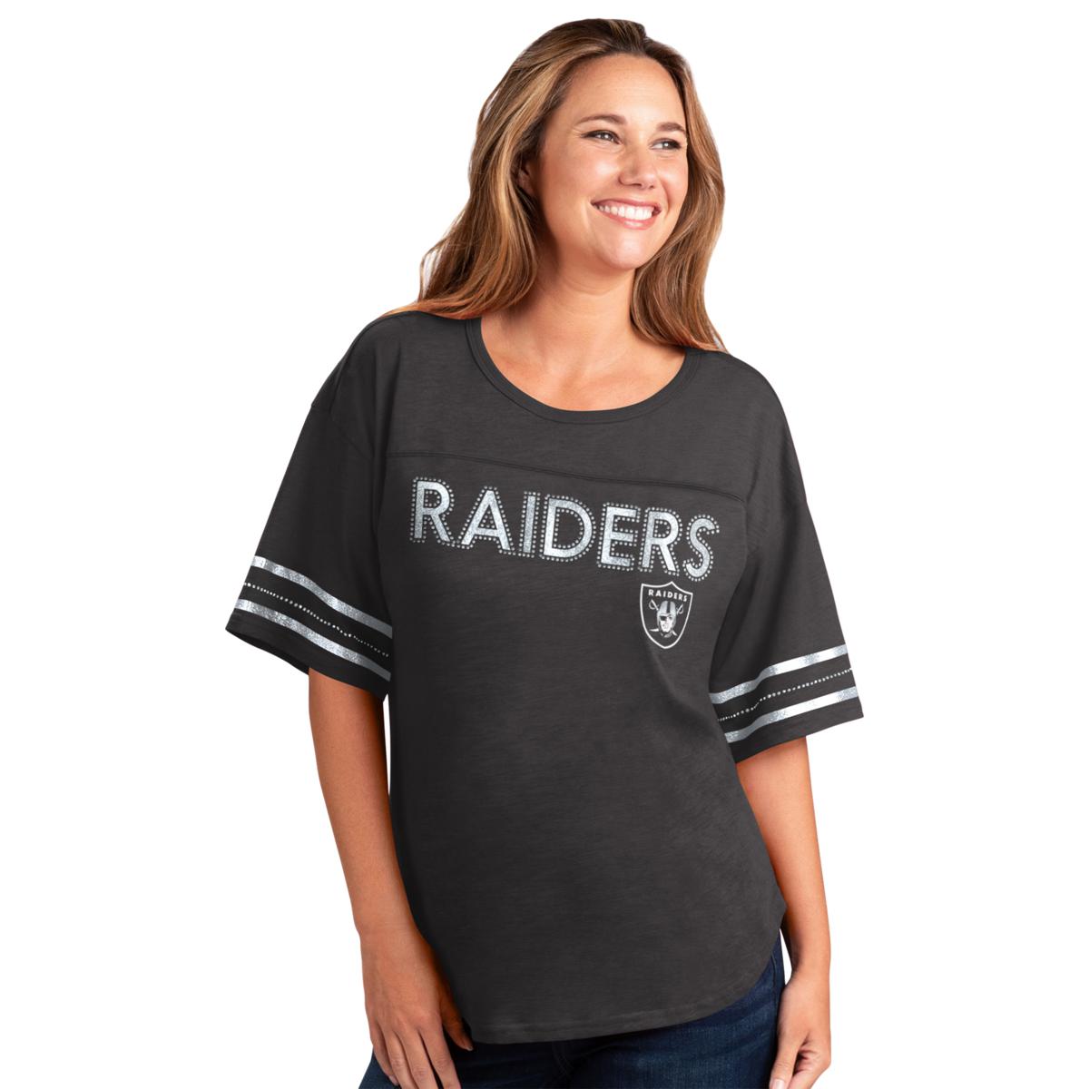 Officially Licensed NFL Women's Rhinestone Tee - Raiders