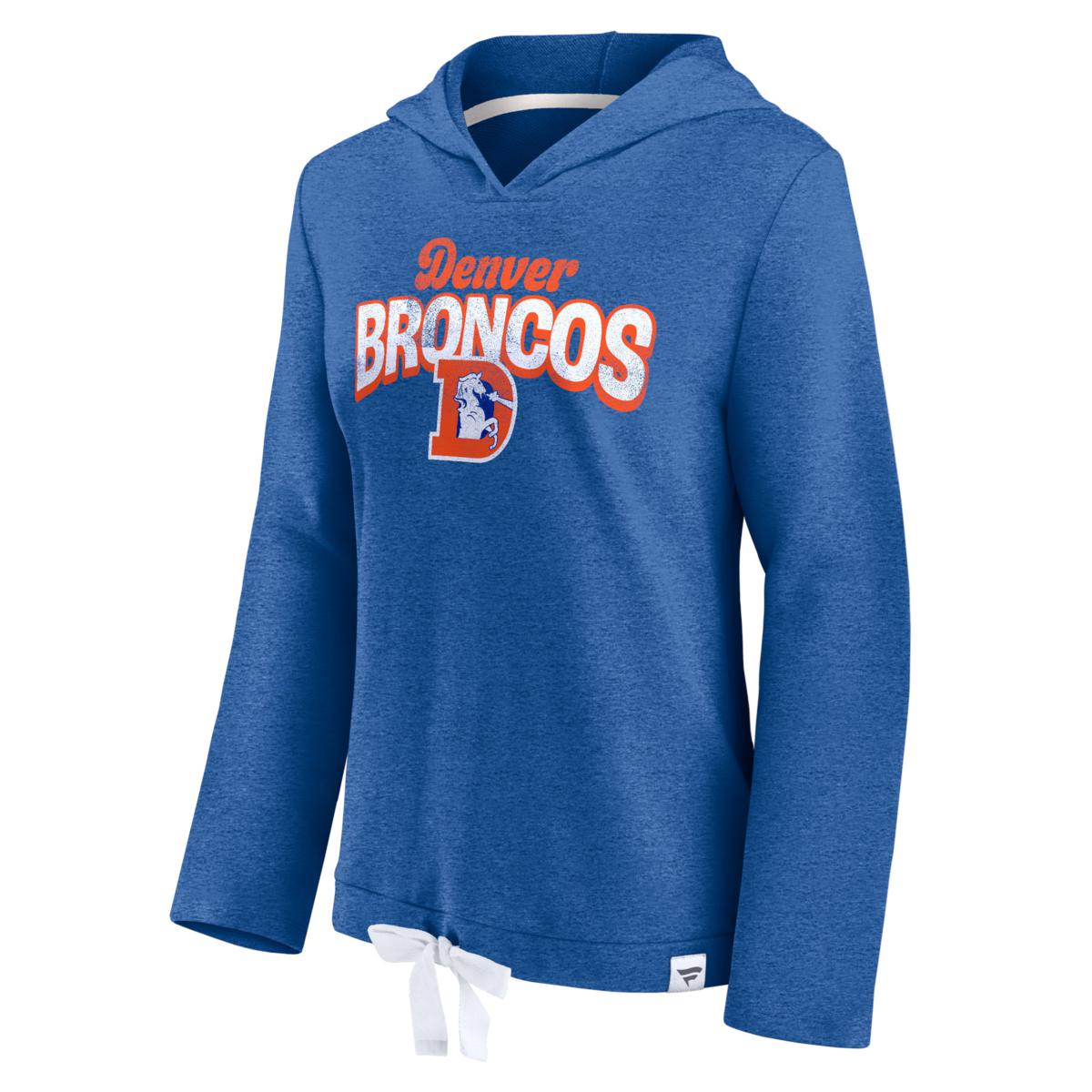 Officially Licensed NFL Women's First Team Cropped Hooded Top, Broncos