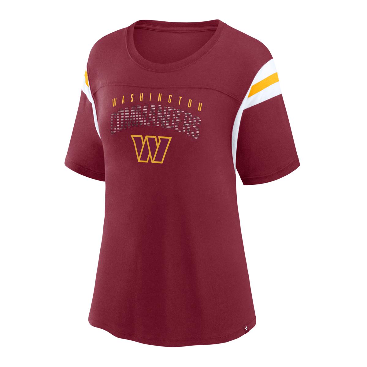 Football Fan Shop Officially Licensed NFL Women's Rhinestone Tee - Washington Footballteam